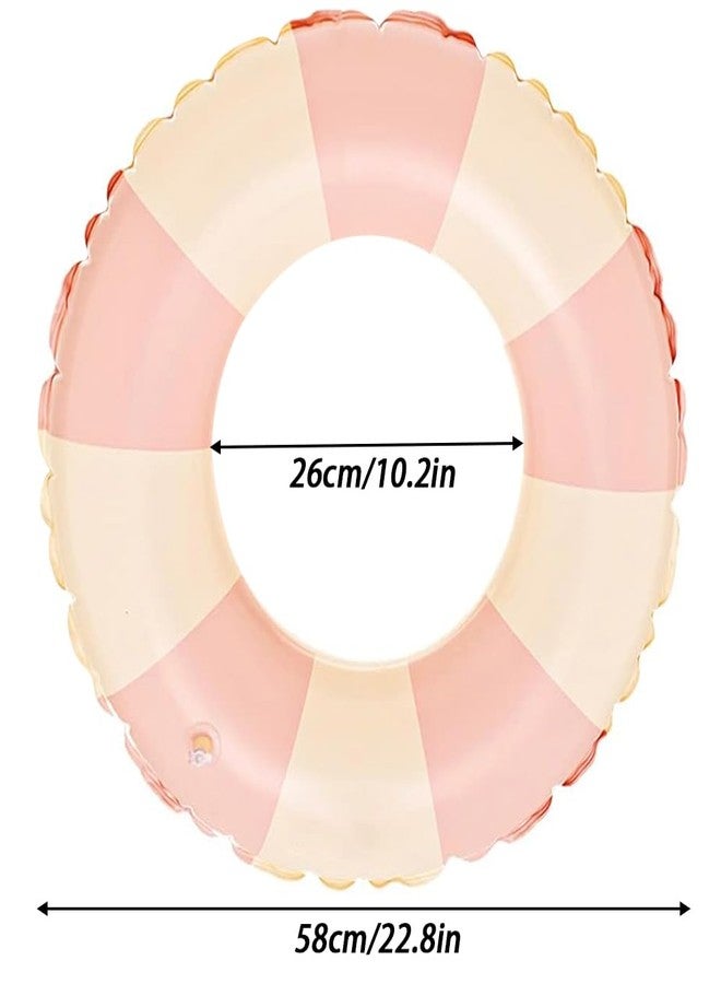 Audaisyly Children Swimming Ring, Inflatable Pool Floats Swim Tube Raft Toy with Fruits Mermaid Decorations Summer Water Fun Lounge Beach Lake Party Supplies for Kids (Pink Stripe) - Image 3