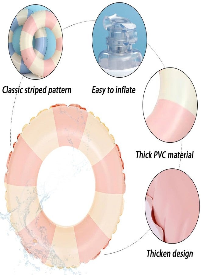 Audaisyly Children Swimming Ring, Inflatable Pool Floats Swim Tube Raft Toy with Fruits Mermaid Decorations Summer Water Fun Lounge Beach Lake Party Supplies for Kids (Pink Stripe) - Image 2