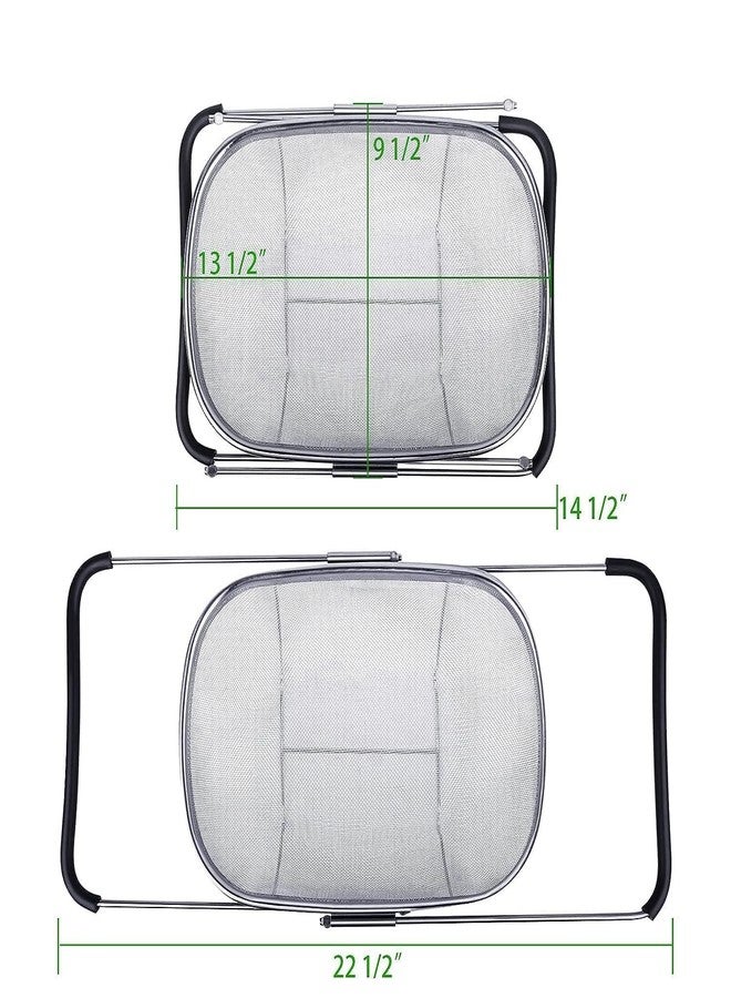 KRIVAZ Over The Sink Colander Strainer Basket Stainless Steel, for Kitchen Sink with Rubber Grip, Fine Mesh Stainless Steel, Large, Expandable Metal Strainer - Image 3