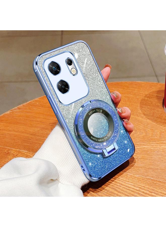 زبون جراب لهاتف Infinix Zero 30 4G مطلي بطبقة لامعة متدرجة اللون مع حامل دائري من مادة TPU - Image 1