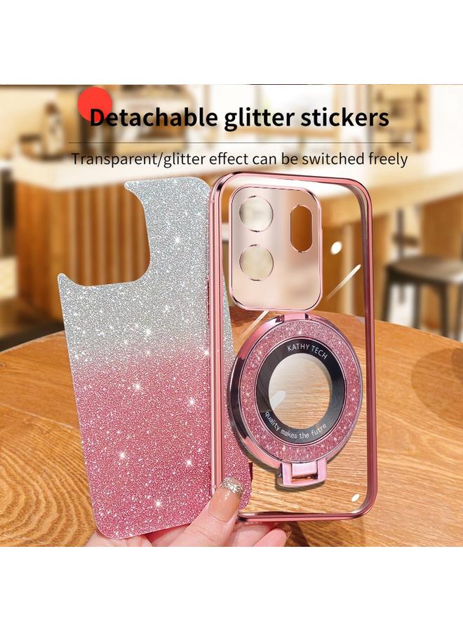 زبون جراب لهاتف Infinix Zero 30 4G مطلي بطبقة لامعة متدرجة اللون مع حامل دائري من مادة TPU - Image 4