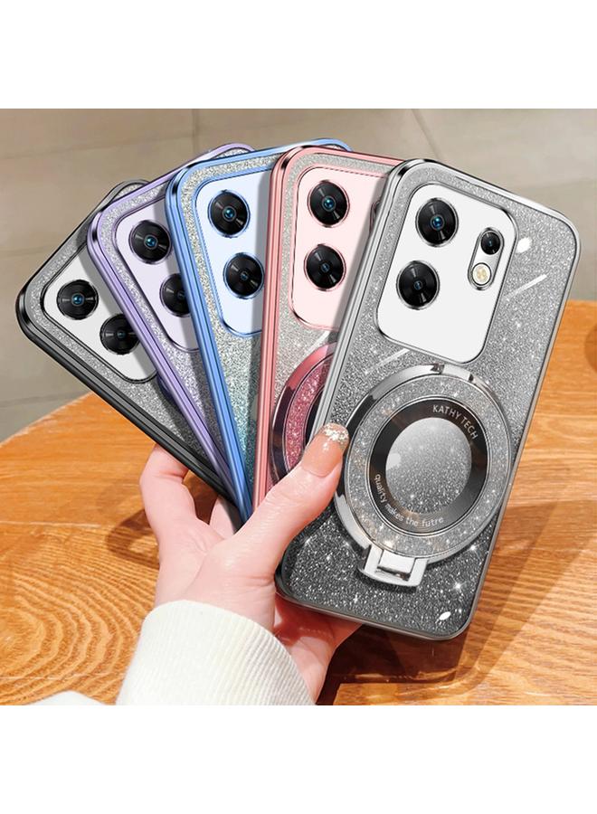 زبون جراب لهاتف Infinix Zero 30 4G مطلي بطبقة لامعة متدرجة اللون مع حامل دائري من مادة TPU - Image 2