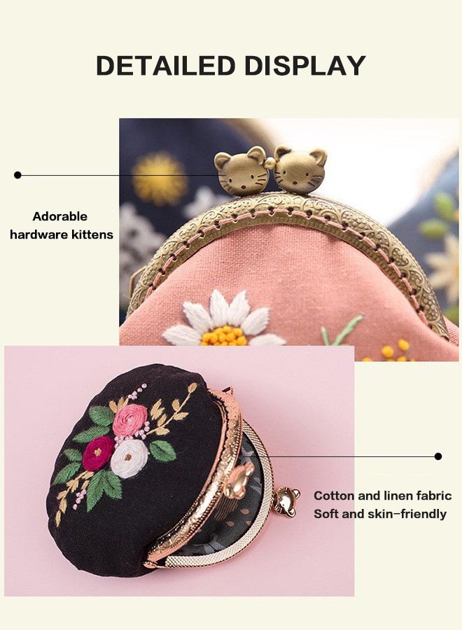 سويت لايف مجموعتان من حقائب النقود المطرزة المختومة للمبتدئين، مجموعة أدوات يدوية مطرزة يدويًا مع جميع الأدوات واللوازم وحلقات التطريز المصنوعة من الخيزران - Image 2