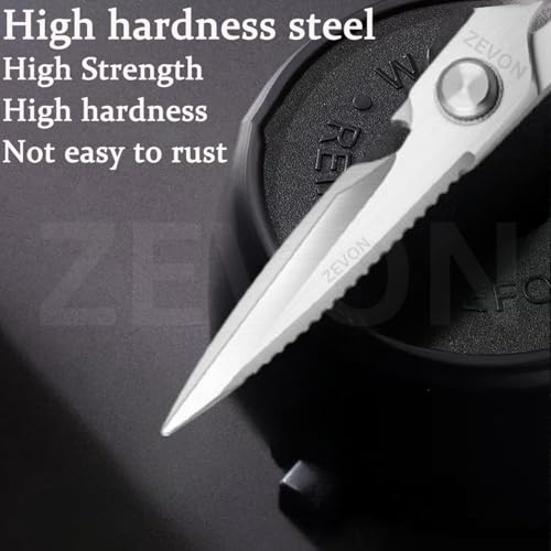 ZEVON® Kitchen Scissors, Multi-Purpose Kitchen Shears, Heavy Duty Dishwasher Safe Food Scissors, Non Slip Stainless Steel Sharp Cooking Scissors for Kitchen, Chicken, Poultry, Fish, Meat, Herbs-Sliver - Image 3