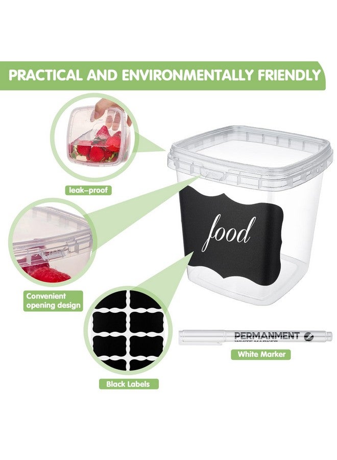 Jinei 50 Pcs Plastic Deli Containers With Lids Clear Square Food Storage Containers Stackable Airtight Square Container With Lids With 9 Labels And Marker For Kitchen Storage Meal Take Out (8 Oz)  - Image 3