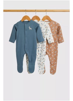 mothercare طقم ملابس نوم للأطفال بطبعة حمار وحشي - عبوة من 3 قطع  - Image 2