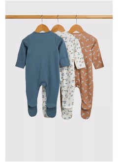 mothercare طقم ملابس نوم للأطفال بطبعة حمار وحشي - عبوة من 3 قطع  - Image 1