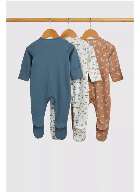 Zebra Baby Sleepsuits - 3 Pack