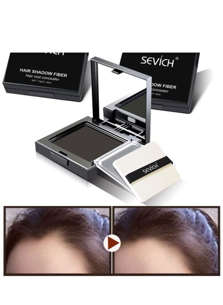 Sevich Hair Shadow Fiber Hair Root Concealer Covering White Hair Waterproof Lasting & Portable Hairline Replacement Keratin Fiber Concealer for Men & Women 12g (Dark Brown) - Image 2