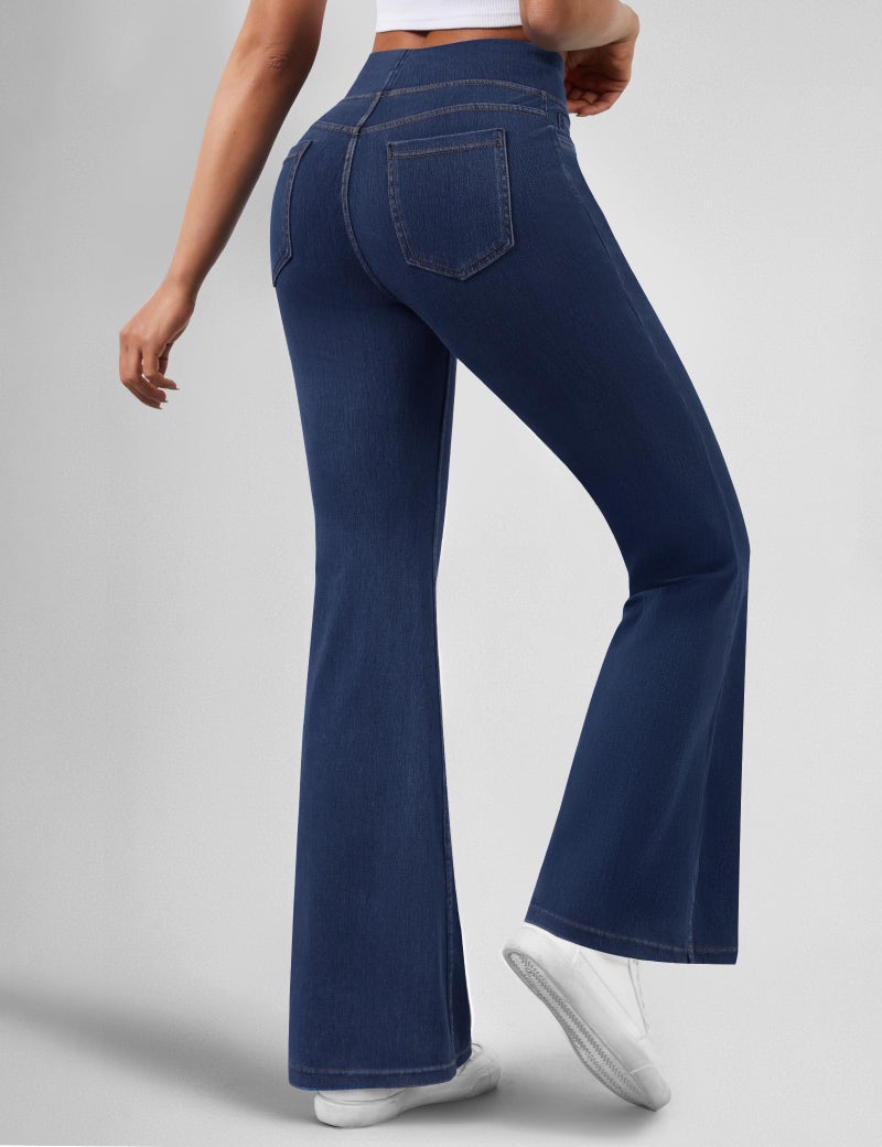AVAMO Stretchy Flare Jeans for Women High Waisted Pull On Bell Bottom Jeans Trendy Elastic Tummy Control Denim Pants - Image 2