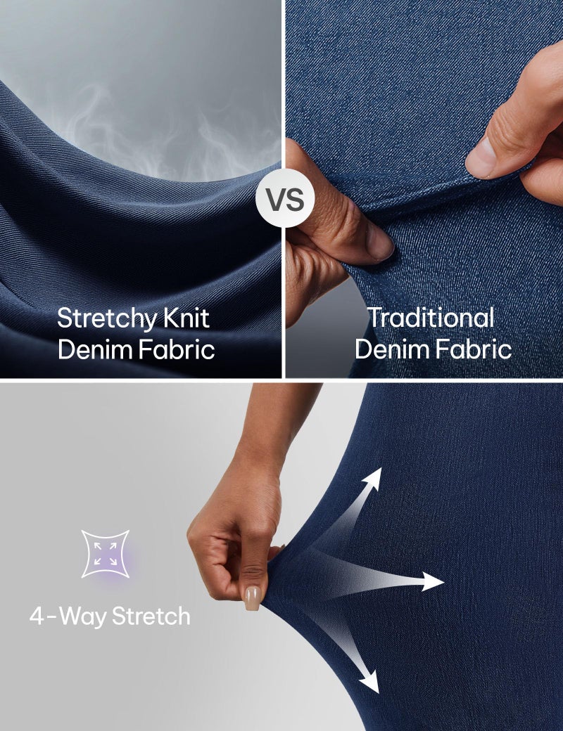 AVAMO Stretchy Flare Jeans for Women High Waisted Pull On Bell Bottom Jeans Trendy Elastic Tummy Control Denim Pants - Image 4