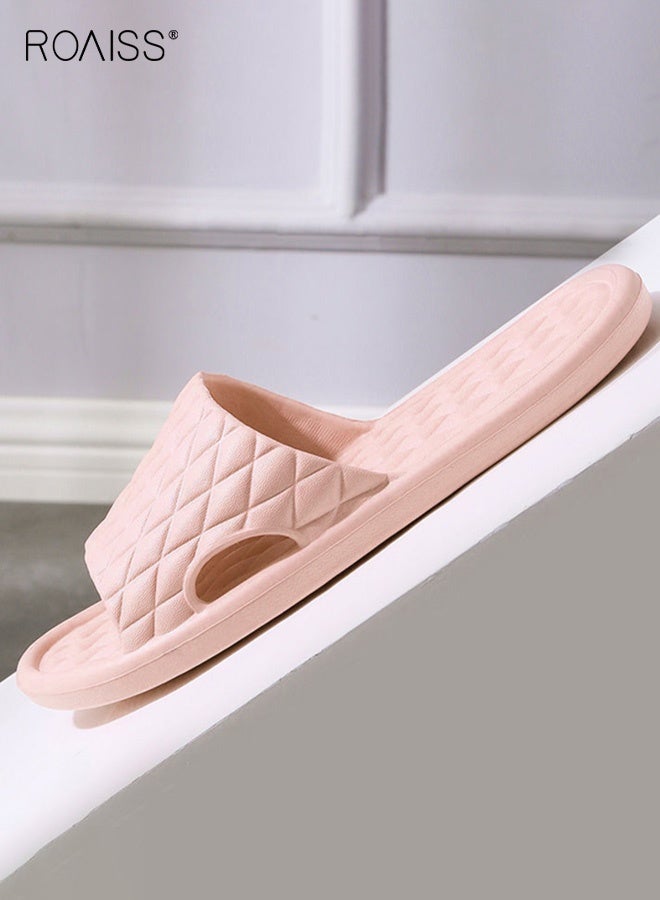 رويس شباشب نسائية مريحة ذات نعل ناعم، بتصميم بسيط مفتوح، مناسبة للحمام والاستحمام المنزلي، مانعة للانزلاق، مقاومة للروائح والتسرب، بتصميم ماسي وردي اللون - Image 4