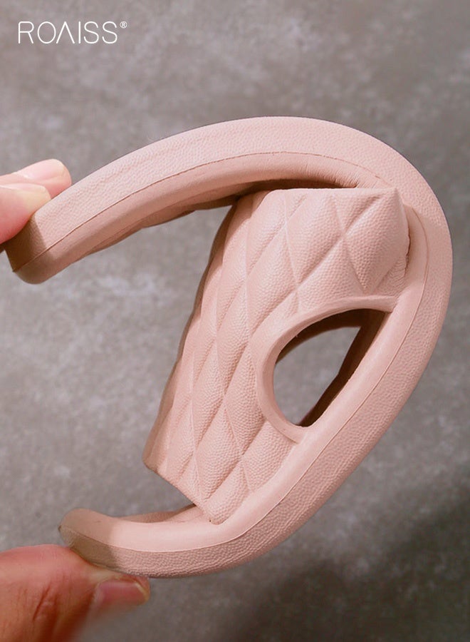 رويس شباشب نسائية مريحة ذات نعل ناعم، بتصميم بسيط مفتوح، مناسبة للحمام والاستحمام المنزلي، مانعة للانزلاق، مقاومة للروائح والتسرب، بتصميم ماسي وردي اللون - Image 3