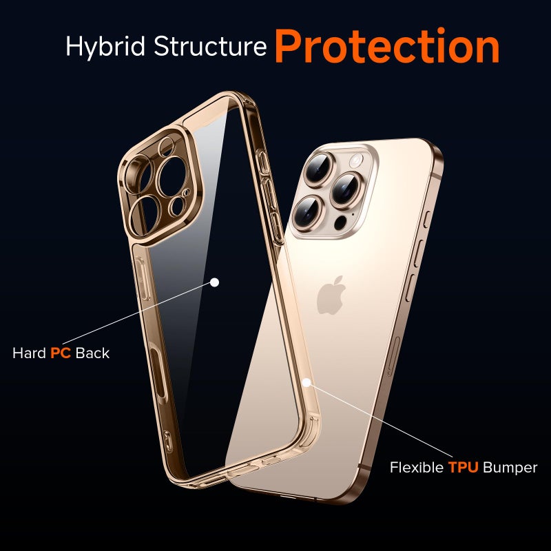 ivoler 3-in-1 Clear Case Designed for iPhone 16 Pro Max 6.9'' 2024 with 2 Pack Tempered Glass Screen Protector Military Shockproof Protective Hard Back Slim Phone Cove- Gold - Image 2
