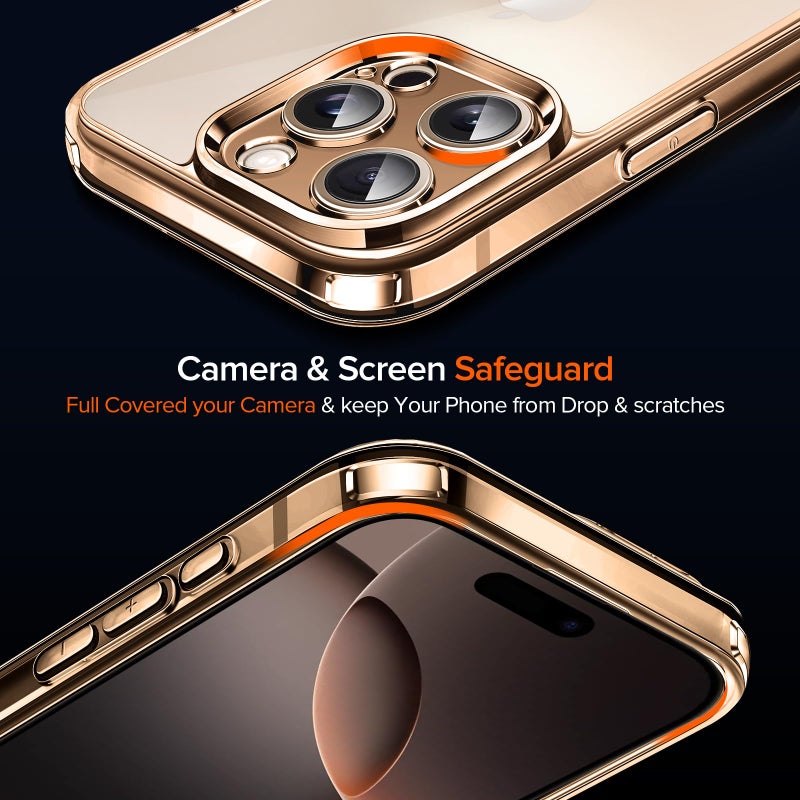 ivoler 3-in-1 Clear Case Designed for iPhone 16 Pro Max 6.9'' 2024 with 2 Pack Tempered Glass Screen Protector Military Shockproof Protective Hard Back Slim Phone Cove- Gold - Image 4