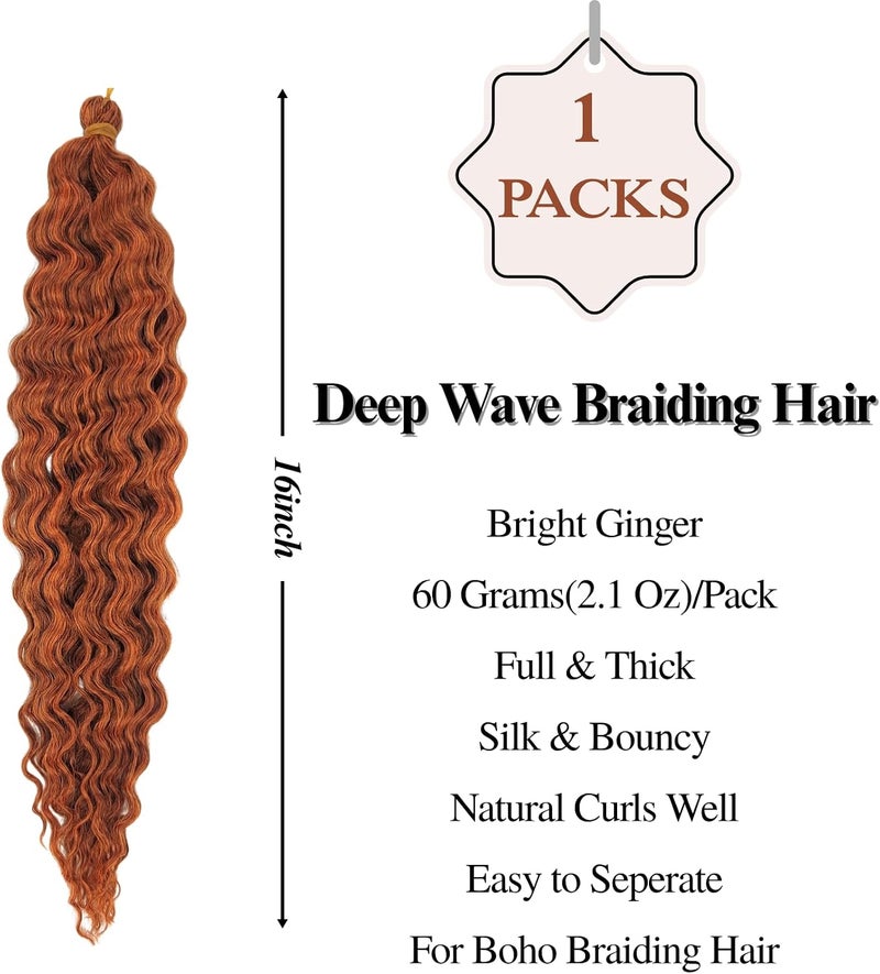 Leticia Bright Ginger Bob Braiding Hair Pre stretched Short Hypoallergenic Boho Curly Hair for Braiding Itch Free Knotless Deep Wave Braids for Black Women - Image 4
