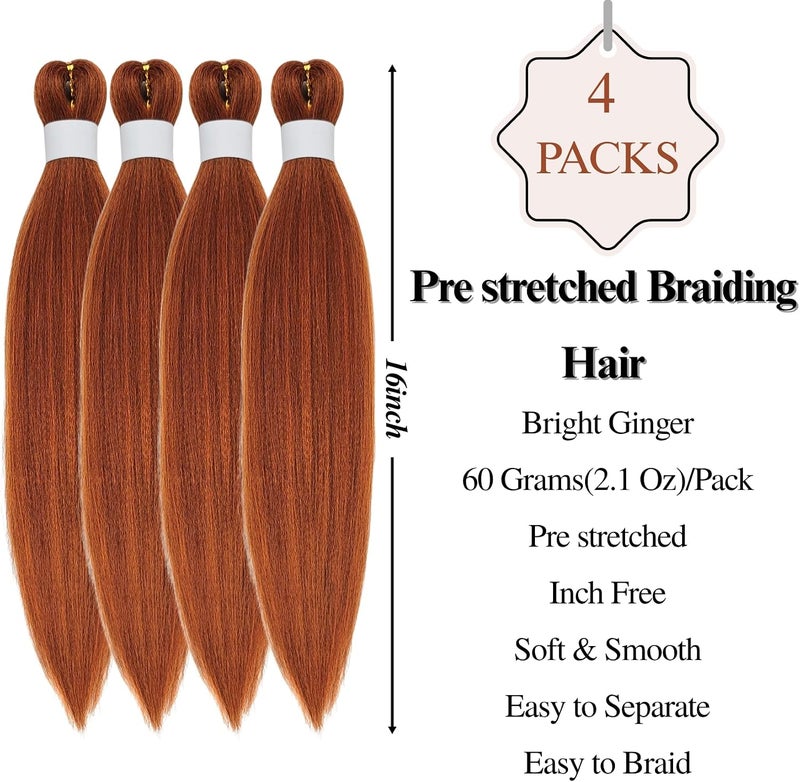 Leticia Bright Ginger Bob Braiding Hair Pre stretched Short Hypoallergenic Boho Curly Hair for Braiding Itch Free Knotless Deep Wave Braids for Black Women - Image 2