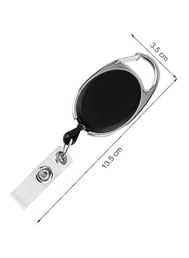 MARKQ [Pack of 5] Black Retractable Badge Holder with Reel Clip – Durable ID Card Holder for Work, Office, School, and Keychain Accessories  - Image 3