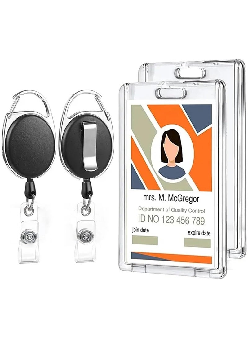 MARKQ [Pack of 5] Black Retractable Badge Holder with Reel Clip – Durable ID Card Holder for Work, Office, School, and Keychain Accessories  - Image 4
