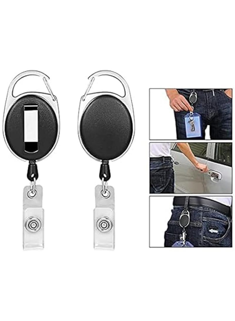MARKQ [Pack of 5] Black Retractable Badge Holder with Reel Clip – Durable ID Card Holder for Work, Office, School, and Keychain Accessories  - Image 5