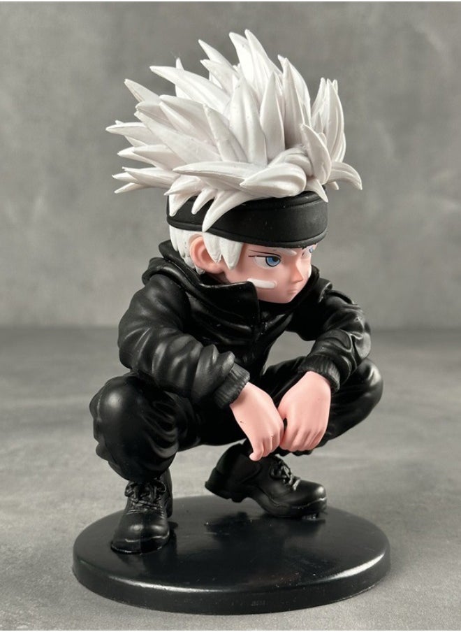 null - Anime Jujutsu Kaisen Satoru Gojo Action Figure with Base, Squatting Position Satoru Gojo Model Figure Statue, PVC Character Model Toys, for Desktop Decorations/Collectibles, Gifts for Fans, 16CM - Image 1