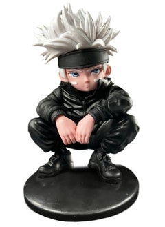 Anime Jujutsu Kaisen Satoru Gojo Action Figure with Base, Squatting Position Satoru Gojo Model Figure Statue, PVC Character Model Toys, for Desktop Decorations/Collectibles, Gifts for Fans, 16CM