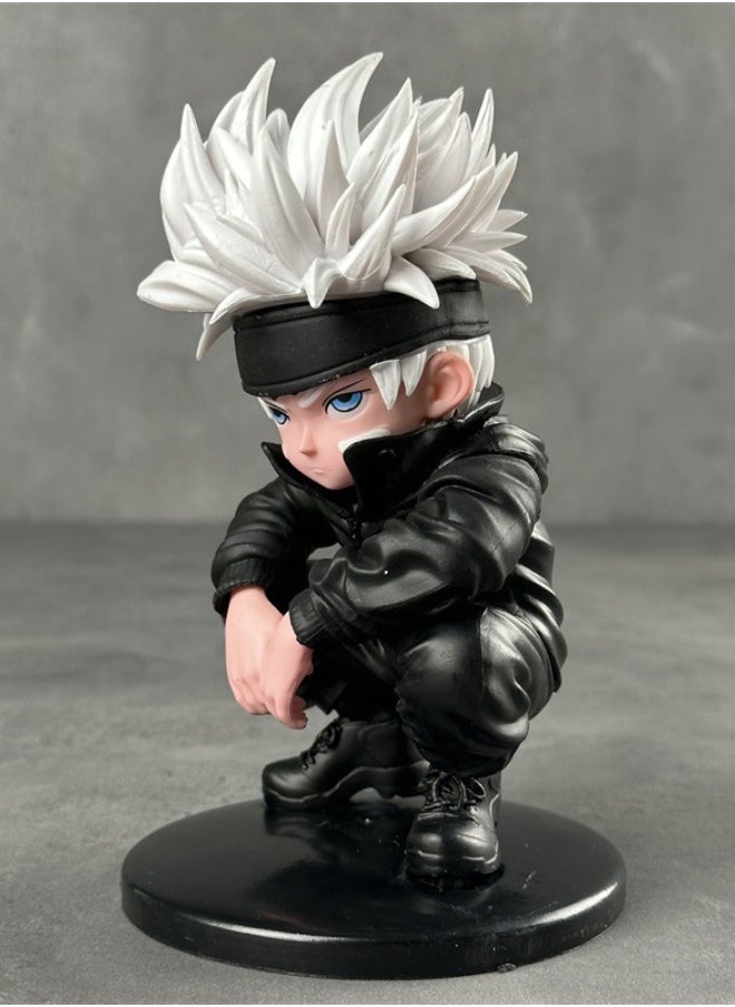 null - Anime Jujutsu Kaisen Satoru Gojo Action Figure with Base, Squatting Position Satoru Gojo Model Figure Statue, PVC Character Model Toys, for Desktop Decorations/Collectibles, Gifts for Fans, 16CM - Image 1
