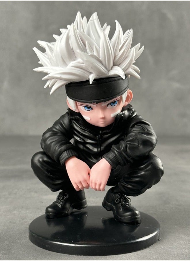 null - Anime Jujutsu Kaisen Satoru Gojo Action Figure with Base, Squatting Position Satoru Gojo Model Figure Statue, PVC Character Model Toys, for Desktop Decorations/Collectibles, Gifts for Fans, 16CM - Image 1