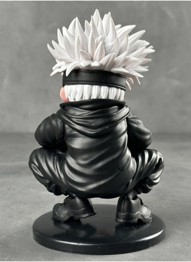null - Anime Jujutsu Kaisen Satoru Gojo Action Figure with Base, Squatting Position Satoru Gojo Model Figure Statue, PVC Character Model Toys, for Desktop Decorations/Collectibles, Gifts for Fans, 16CM - Image 1
