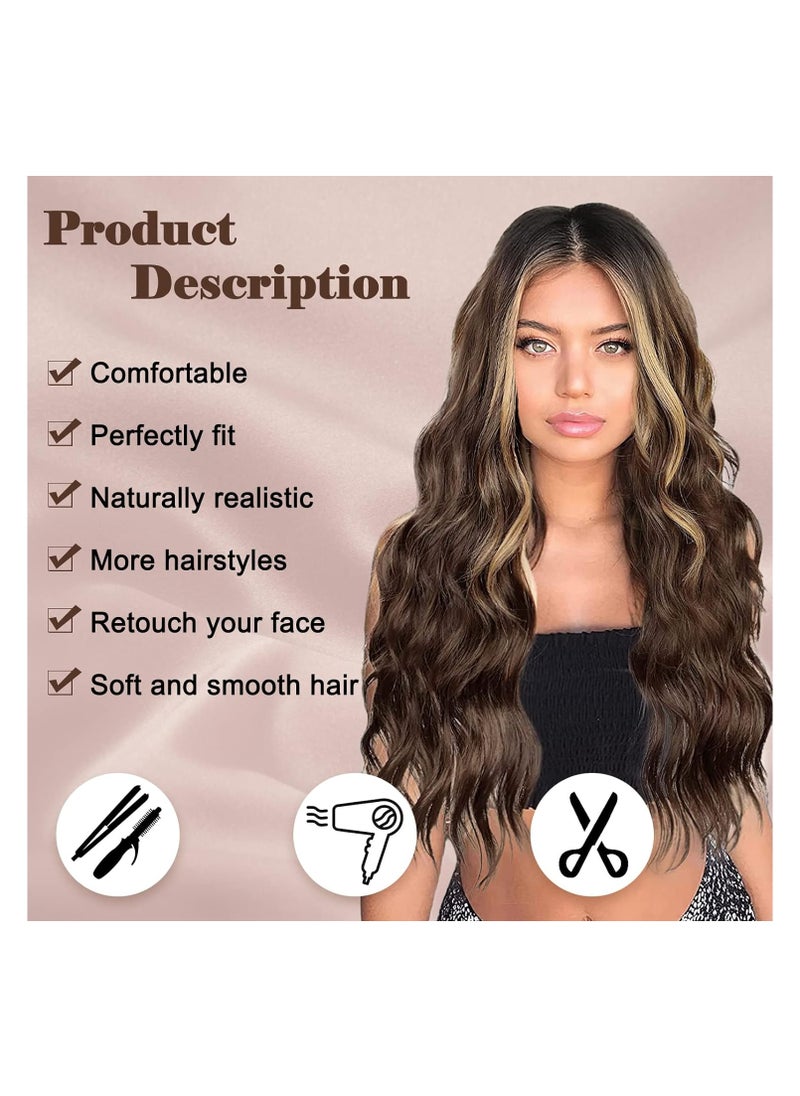 Estelle Mixed Brown Blonde Synthetic wig 26 inches (top)  Wavy headpiece .  - Image 2