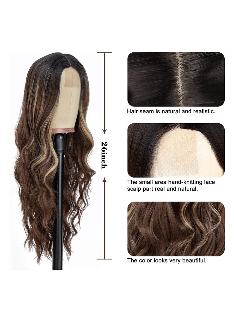 Estelle Mixed Brown Blonde Synthetic wig 26 inches (top)  Wavy headpiece .  - Image 4