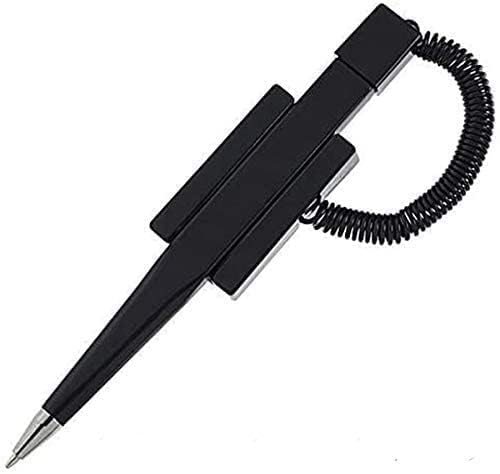 Nobo Pack of 5 Counter Coil Corded Wedgy Pen with Adhesive Backing, Black Ink - Image 2