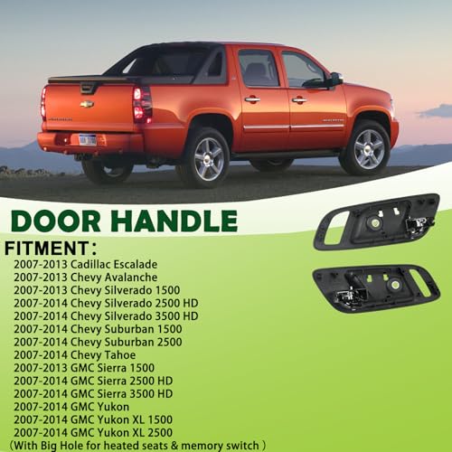 omoZone 2pcs Interior Door Handles Front Left &Right Side Black Compatible with 2007-2014 Chevy Silverado Avalanche Suburban Tahoe, GMC Sierra Yukon Replaces 22855617 81188 15935954 - Image 3