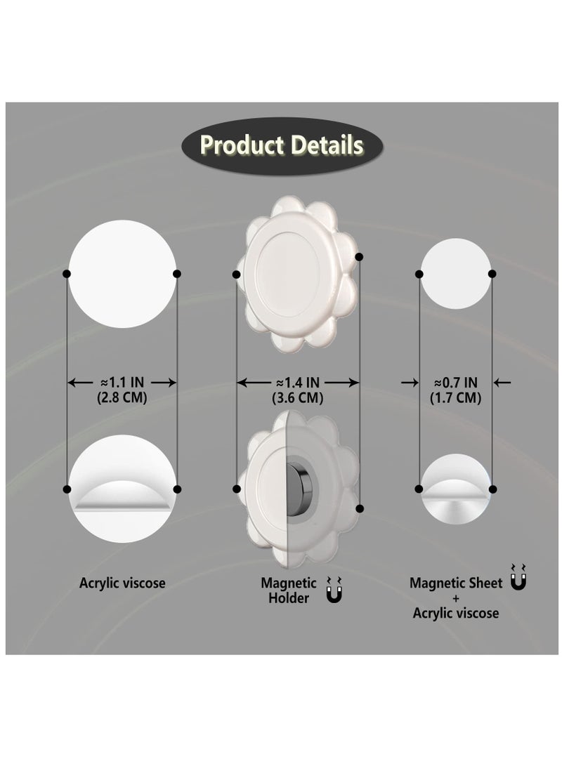 Adhesive Magnetic Remote Control Holder Wall Mount, 6-Pack Sunflower-Shaped Strong Hold Remote Holders for Home and Office Organization (White) - Image 5