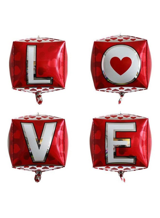 Dzrige 4 Pieces Love Foil Balloons 22 Inch 4D Love Letter Foil Mylar Balloons For Romantic Wedding Party Decor Bridal Shower Birthday Party Valentines Day Gift Marriage Decorations - Image 1