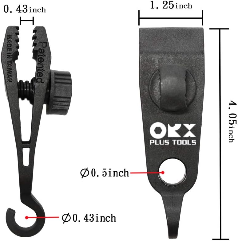 ORX PLUS TOOLS ORXPLUS Tools 4pcs Thumb Screw Tarp Clips with Hook, Tent Clamps, Awning Clamp Set for Camping Canopies, Car Cover, Winter Boat, Pool, Sun Shade (Pack of 2) - Image 2
