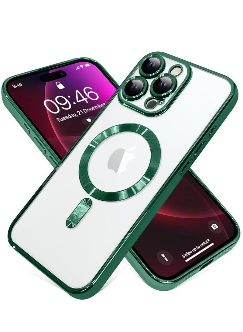 ELTRAZONE iPhone 16 Pro Magnetic Case with Built-in Camera Lens Protector – MagSafe Compatible, Soft TPU Anti-Scratch Shockproof Slim Clear Cover for Women & Men, Green - Image 4