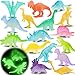 AugToy 16PCS Glow in Dark Mini Dinosaur Figures for Kids Birthday Party Favors Supplies Dino Cupcake Topper Decoration Goodie Treat Bag Stuffers Pinata Fillers Treasure Carnival Prizes Valentines Day Gifts - Image 3