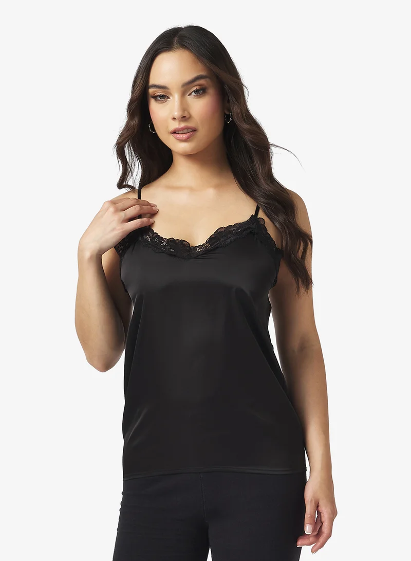 Ginger Basics Satin Lace Cami Top