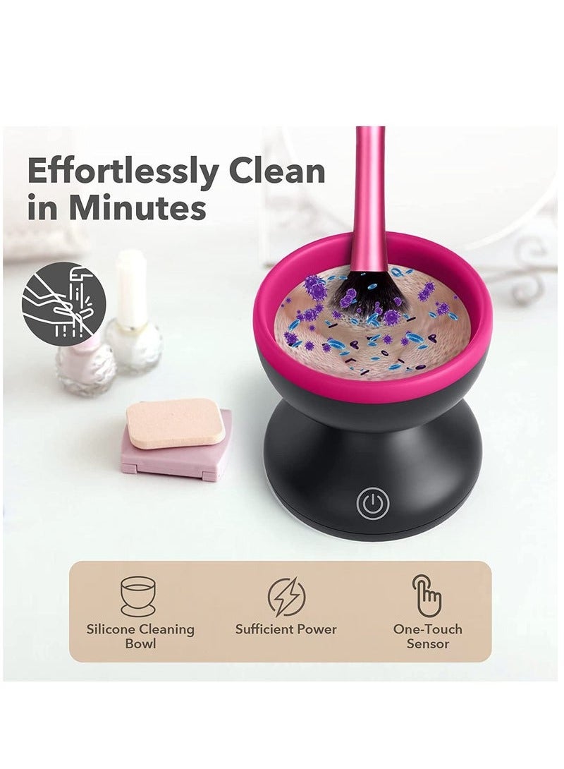 هاي هونور جهاز تنظيف فرش المكياج الكهربائي - أدوات تنظيف فرش المكياج المحمولة الأوتوماتيكية بمنفذ USB لجميع أحجام فرش المكياج (أسود) - Image 3