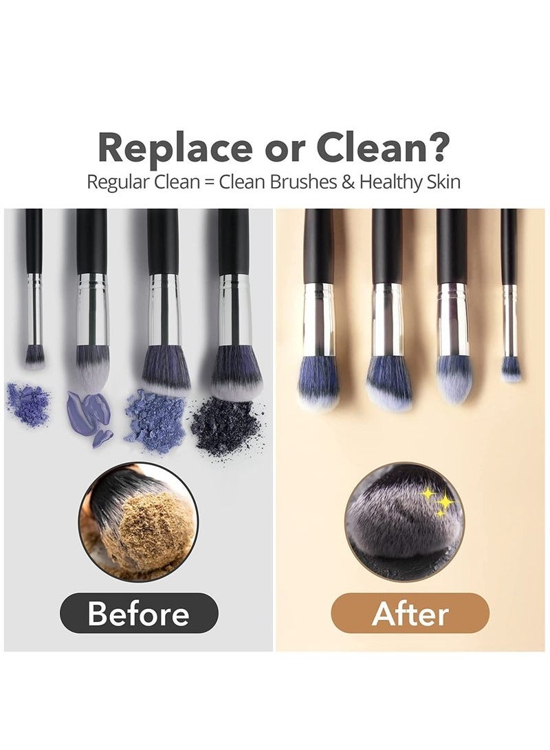 هاي هونور جهاز تنظيف فرش المكياج الكهربائي - أدوات تنظيف فرش المكياج المحمولة الأوتوماتيكية بمنفذ USB لجميع أحجام فرش المكياج (أسود) - Image 4