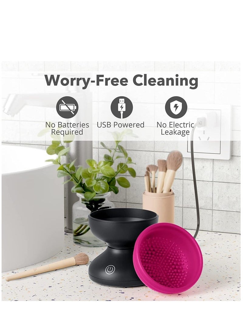 هاي هونور جهاز تنظيف فرش المكياج الكهربائي - أدوات تنظيف فرش المكياج المحمولة الأوتوماتيكية بمنفذ USB لجميع أحجام فرش المكياج (أسود) - Image 5