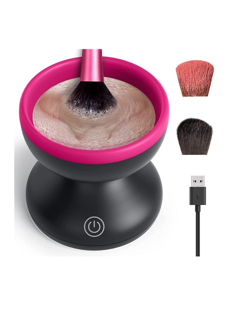 هاي هونور جهاز تنظيف فرش المكياج الكهربائي - أدوات تنظيف فرش المكياج المحمولة الأوتوماتيكية بمنفذ USB لجميع أحجام فرش المكياج (أسود) - Image 1