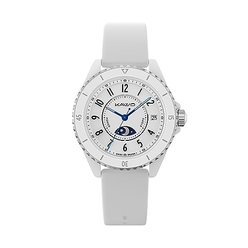KAVVO Oyster Mini 38mm Bluetooth Smartwatch for Women, 1.1'' Delicate AMOLED Always-On Display, Rotating Bezel, Fitness Tracker with Female Health, Heart Rate Blood Oxygen Monitor(Ceramic White) - Image 1