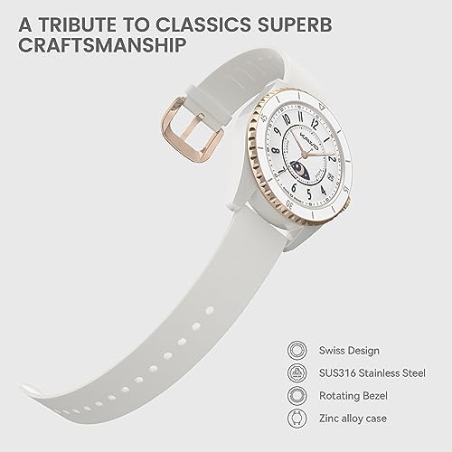 KAVVO Oyster Mini 38mm Bluetooth Smartwatch for Women, 1.1'' Delicate AMOLED Always-On Display, Rotating Bezel, Fitness Tracker with Female Health, Heart Rate Blood Oxygen Monitor(Ceramic White) - Image 3