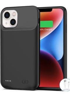 Battery Case for iPhone 14, Real 3500 Rechargeable Smart Extended Charging Case with 1x Screen Protector, Ultra-Slim Portable Protective Battery Pack Black