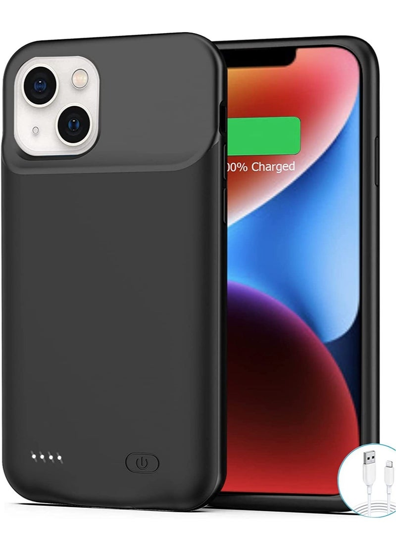 ELTRAZONE - Battery Case for iPhone 14, Real 3500 Rechargeable Smart Extended Charging Case with 1x Screen Protector, Ultra-Slim Portable Protective Battery Pack Black - Image 1