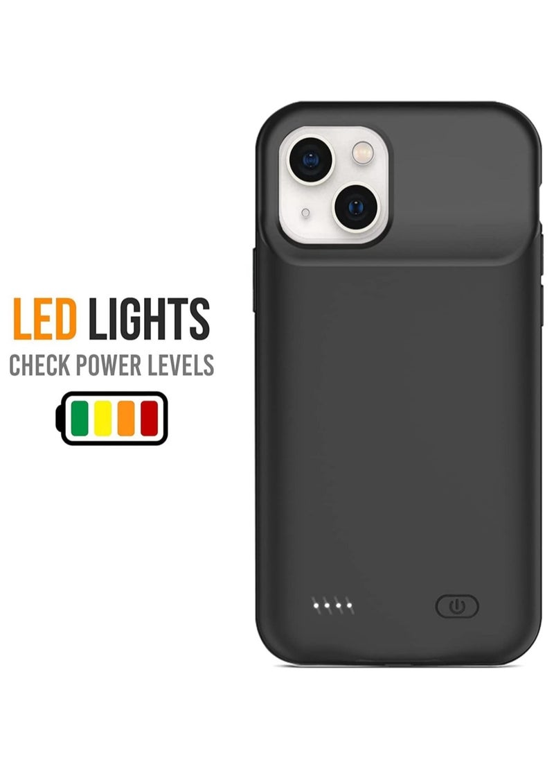 ELTRAZONE - Battery Case for iPhone 14, Real 3500 Rechargeable Smart Extended Charging Case with 1x Screen Protector, Ultra-Slim Portable Protective Battery Pack Black - Image 1