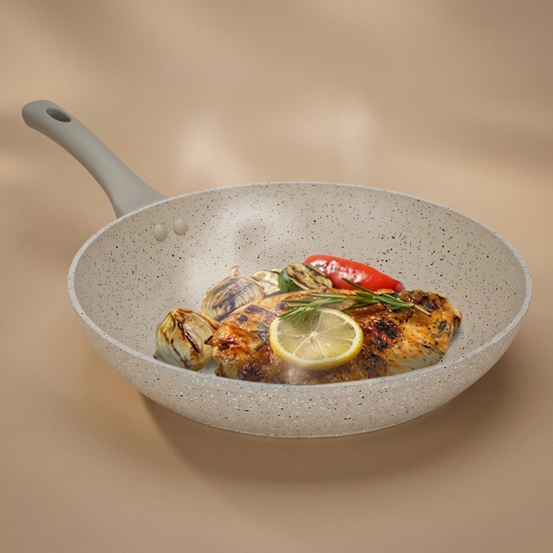 Rocky Granite Frying Pan, 28 cm - Cream - Image 1