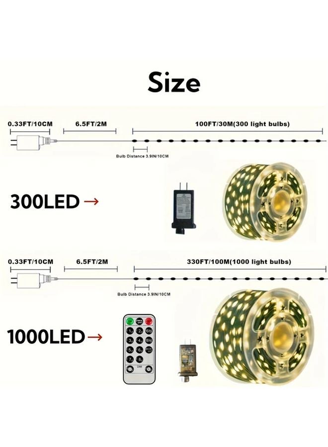 أضواء الجنية الملونة 110 قدم 300 لمبة للداخل والخارج مع جهاز تحكم عن بعد وتايمر و8 أوضاع - Image 4